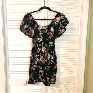 Floral ruffle off the shoulder romper